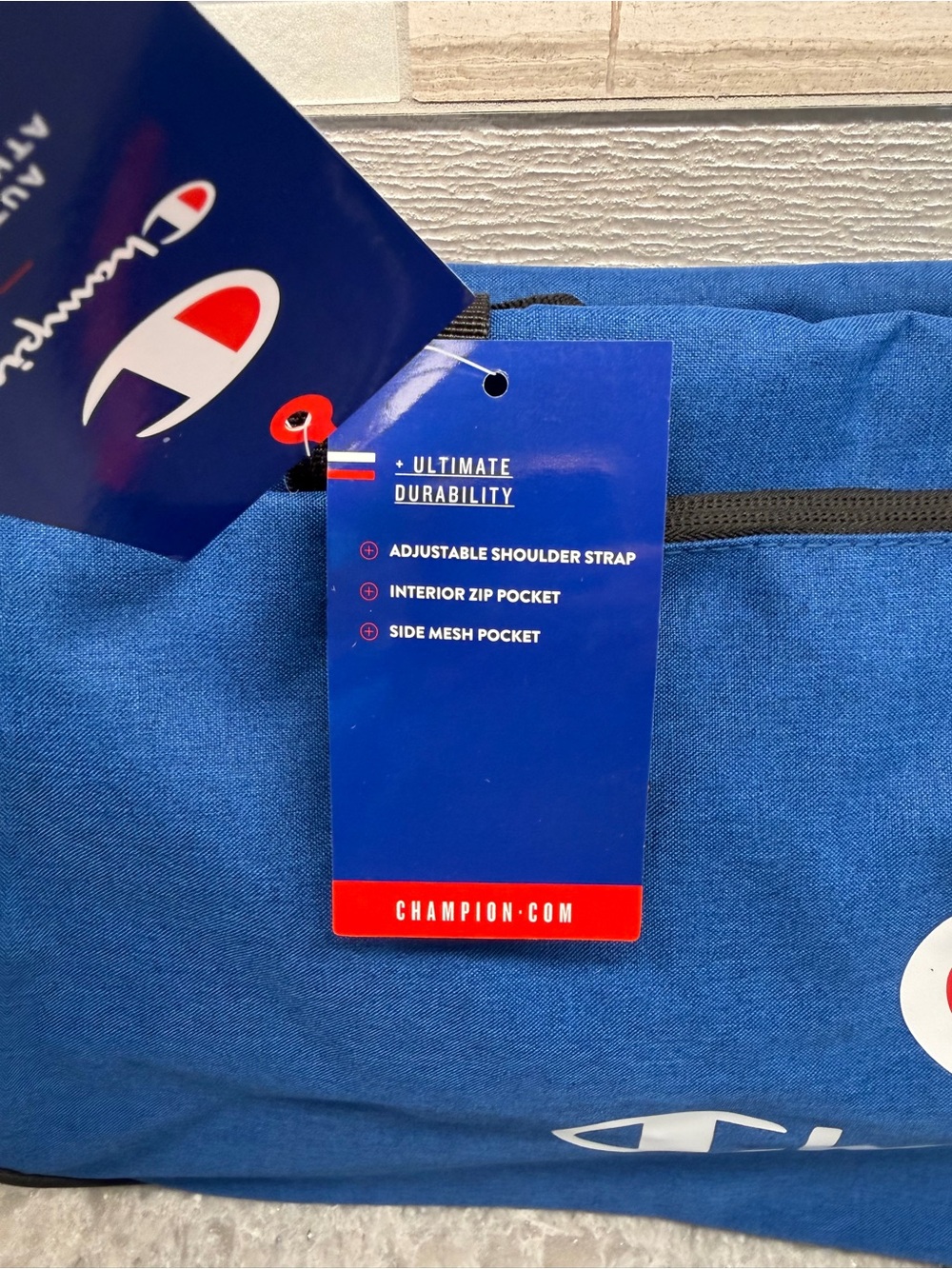 New! Champion Duffle Bag Zipper Closure Removable Shoulder Strap Royal Blue - Picture 6 of 13